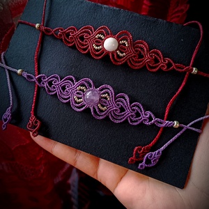 Choker micromacrame cu cristal natural si bilute, Bijuterii, Coliere, Chockere, Innoda, ARTYNOS