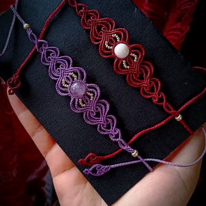 Choker micromacrame cu cristal natural și bilute - bijuterii - coliere - chockere - Artynos.ro