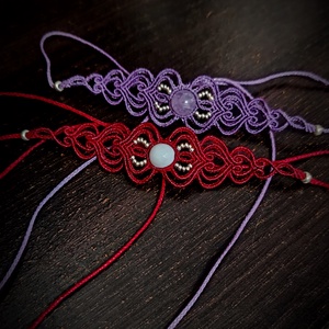 Choker micromacrame cu cristal natural și bilute - bijuterii - coliere - chockere - Artynos.ro