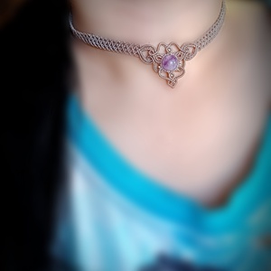 Choker minimalist Micromacrame cu Cristal Natural - bijuterii - coliere - chockere - Artynos.ro