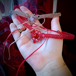 Choker minimalist Micromacrame cu Cristal Natural - bijuterii - coliere - chockere - Artynos.ro
