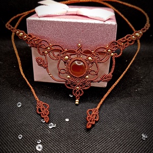 Colier Mistic Micromacrame Cristal Carneol - Artynos.ro