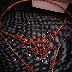 Colier Mistic Micromacrame Cristal Carneol - bijuterii - coliere - chockere - Artynos.ro