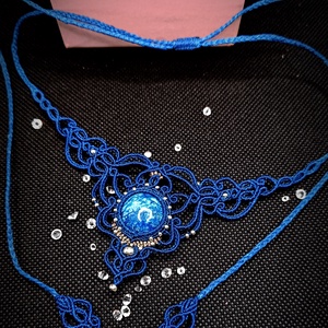 Colier Albastru Micromacrame  cu Jasp Imperial  - Artynos.ro