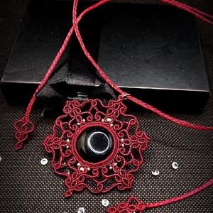 Talisman Pandantiv Burgundy Cu Onix, Bijuterii, Coliere, Coliere cu pandative, Innoda, Impletitura, ARTYNOS