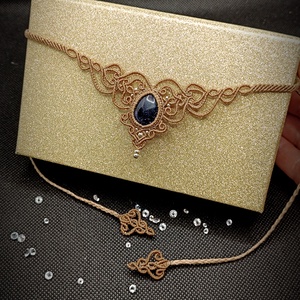 Colier Princess Micromacrame Cu Piatra Soarelui - bijuterii - coliere - chockere - Artynos.ro