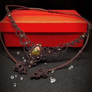 Colier Princess Maro Micromacrame Cu Unakite  - bijuterii - coliere - chockere - Artynos.ro