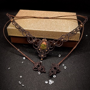 Colier Princess Maro Micromacrame Cu Unakite  - bijuterii - coliere - chockere - Artynos.ro