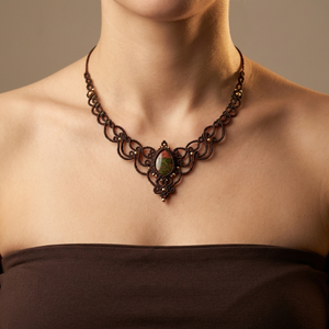 Colier Elegant Princess Unakite, Bijuterii, Coliere, Chockere, Innoda, Impletitura, ARTYNOS