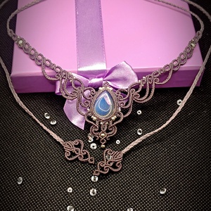Colier delicat Princess Micromacrame cu Opal - bijuterii - coliere - chockere - Artynos.ro