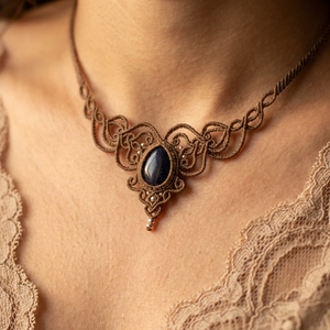 Colier Princess Micromacrame Cu Piatra Soarelui, Bijuterii, Coliere, Chockere, Impletitura, Innoda, ARTYNOS