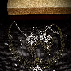 Set Bijuterii Medieval Micromacrame Jad, Bijuterii, Seturi de bijuterii, Impletitura, Innoda, ARTYNOS