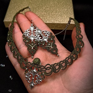 Set Bijuterii Medieval Micromacrame Jad - bijuterii - seturi de bijuterii - Artynos.ro