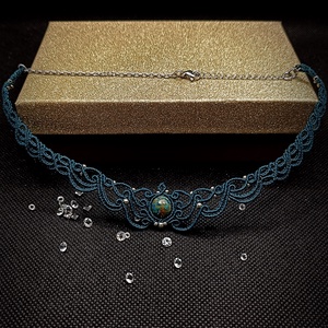Colier choker delicat micromacrame cu Jasp  - bijuterii - coliere - chockere - Artynos.ro