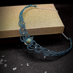 Colier choker delicat micromacrame cu Jasp  - bijuterii - coliere - chockere - Artynos.ro