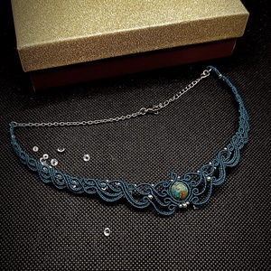 Colier choker delicat micromacrame cu Jasp  - bijuterii - coliere - chockere - Artynos.ro