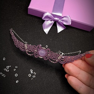 Choker Mov Lila Delicat Jad  - bijuterii - coliere - chockere - Artynos.ro