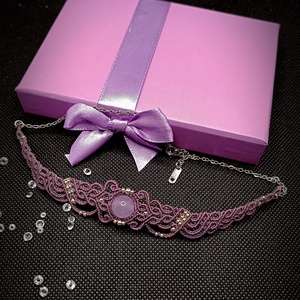 Choker Mov Lila Delicat Jad  - bijuterii - coliere - chockere - Artynos.ro