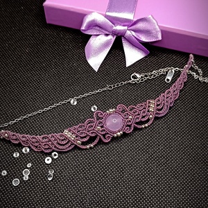 Choker Mov Lila Delicat Jad  - bijuterii - coliere - chockere - Artynos.ro