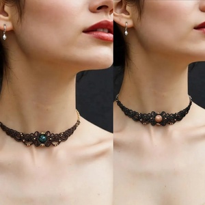 Choker medieval micromacrame cu cristal  - Artynos.ro