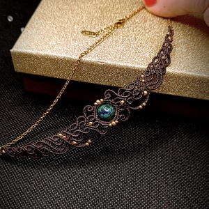 Choker medieval micromacrame cu cristal  - bijuterii - coliere - coliere din pietre semiprețioase - Artynos.ro