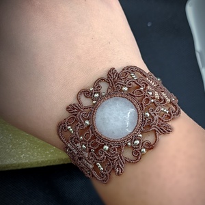 Brățară Amuleta  Micromacrame Cristal Cuart Roz - bijuterii - brățări - brățări din pietre semiprețioase - Artynos.ro