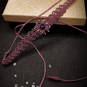 Choker Mov Micromacrame Ametist, Bijuterii, Coliere, Chockere, Impletitura, Innoda, ARTYNOS
