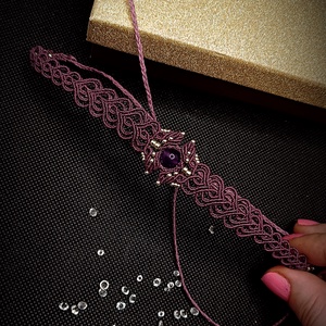 Choker Mov Micromacrame Ametist - bijuterii - coliere - chockere - Artynos.ro