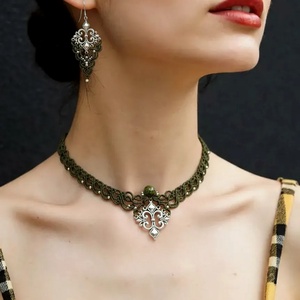 Set Bijuterii Medieval Micromacrame Jad, Bijuterii, Seturi de bijuterii, Impletitura, Innoda, ARTYNOS