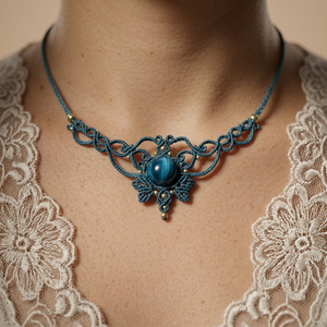 Colier mini delicat micromacrame ochi de tigru  - bijuterii - coliere - chockere - Artynos.ro