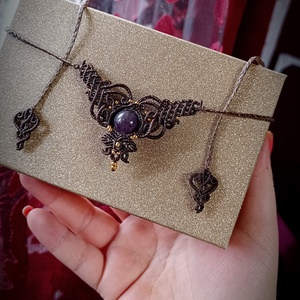 Colier Minimalist Micromacrame Medieval Ametist - bijuterii - coliere - chockere - Artynos.ro