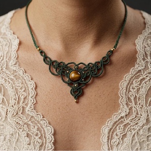 Colier Choker Minimalist Micromacrame Medieval Cristal Natural - bijuterii - coliere - chockere - Artynos.ro