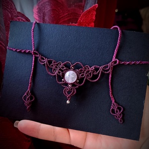 Colier Choker Minimalist Micromacrame Medieval Cristal Natural - bijuterii - coliere - chockere - Artynos.ro