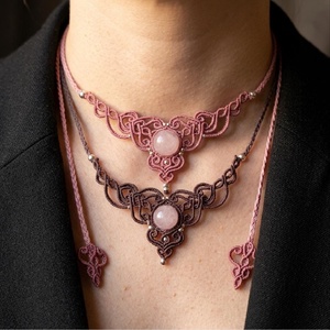 Colier Choker Minimalist Micromacrame Bohemian Cristal Cuart - bijuterii - coliere - chockere - Artynos.ro