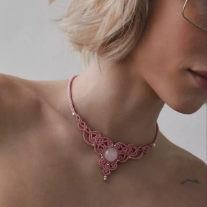 Colier Choker Minimalist Micromacrame Bohemian Cristal Cuart - bijuterii - coliere - chockere - Artynos.ro