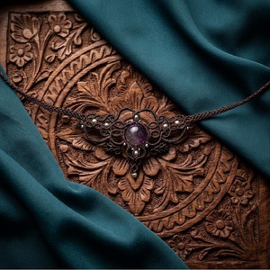 Colier Choker Minimalist Micromacrame Bohemian Ametist - bijuterii - coliere - chockere - Artynos.ro