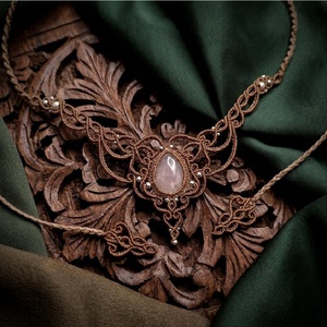 Colier Princess Delicat Micromacrame Cu Cuart Roz  - bijuterii - coliere - coliere din pietre semiprețioase - Artynos.ro