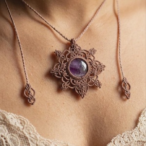 Pandantiv Talisman Mandala cu Ametist  - bijuterii - coliere - pandative - Artynos.ro