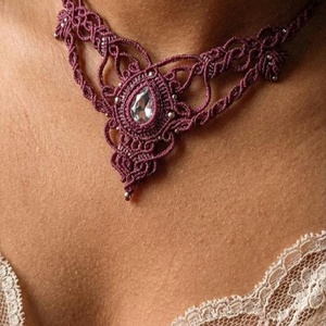 Colier violet elegant micromacrame  - Artynos.ro