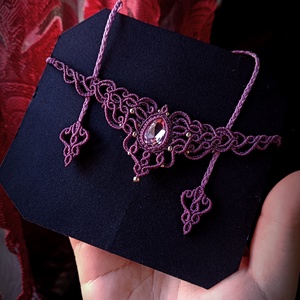 Colier Mov Elegant Micromacrame Cu Cristal Swarovski  - bijuterii - coliere - chockere - Artynos.ro