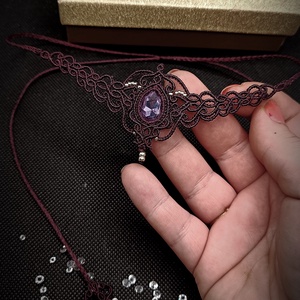 Colier Elegant Micromacrame Cu Cristal Swarovski  - bijuterii - coliere - chockere - Artynos.ro