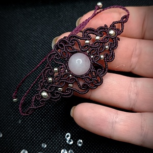 Bratara Princess Micromacrame cu Cuart Roz - bijuterii - brățări - brățări din pietre semiprețioase - Artynos.ro