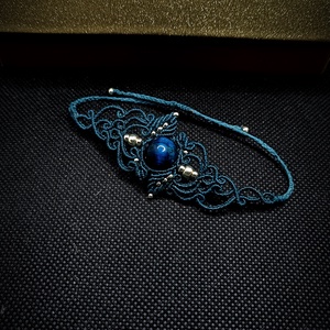 Bratara Frunze Micromacrame cu Ochi de tigru albastru - bijuterii - brățări - brățări din pietre semiprețioase - Artynos.ro