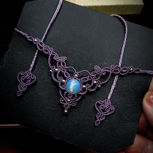 Colier mov fairy micromacrame cu opal  - bijuterii - coliere - coliere din pietre semiprețioase - Artynos.ro