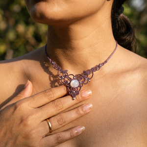 Colier mov fairy micromacrame cu opal  - Artynos.ro