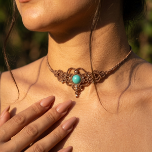 Choker Delicat Nude Micromacrame Cu Amazonite  - Artynos.ro