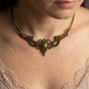 Choker Delicat Bronz Micromacrame Cu Unakite - bijuterii - coliere - chockere - Artynos.ro