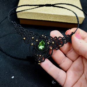 Colier Elegant Victorian Micromacrame Cu Cristal Swarovsky  - bijuterii - coliere - chockere - Artynos.ro