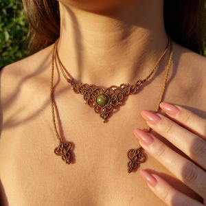 Colier macrame choker minimalist cu unakit   - Artynos.ro