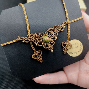 Colier macrame choker minimalist cu unakit   - bijuterii - coliere - chockere - Artynos.ro